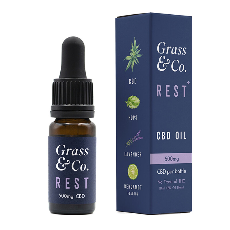 REST CBD Oil 500mg with Bergamot Lavender Hops L Theanine B Vitamins for Relaxation S
