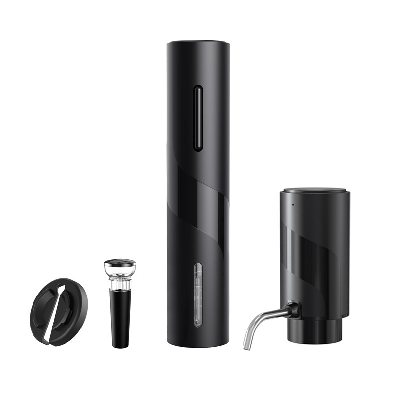 Cuisync Elektrischer Weinöffner-Set, 4-in-1 Wiederaufladbares Weingeschenk-Set mit elektrischem Belüfter & Ausgießer, Vakuumstopper, Folienabschneider, Automatischer Weinflaschenöffner für Hausbar, Party, Hochzeit, SGS-KD-7