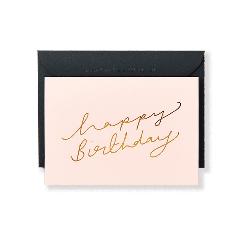 ‘Happy Birthday’ Scroll on Pink Recycled Card