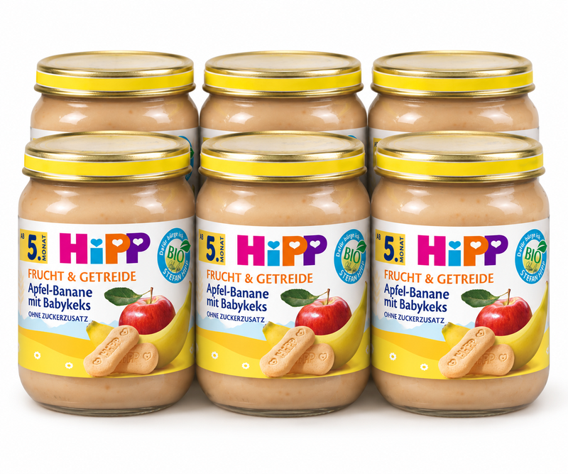 HiPP Frucht & Getreide Apfel-Banane mit Babykeks ab dem 5. Monat 6 x 190 g