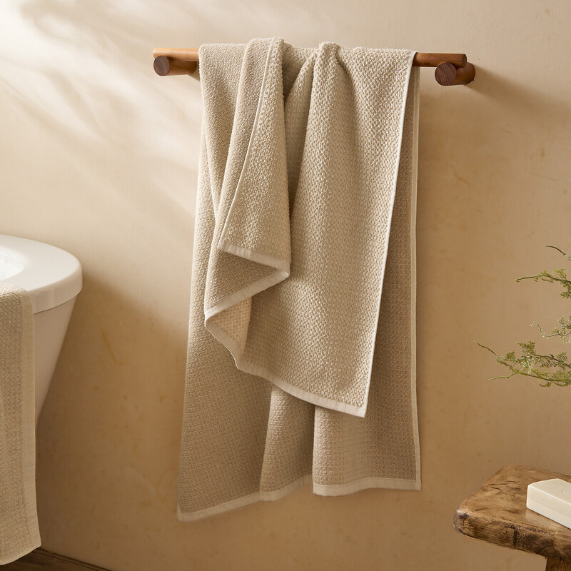 Bath Towel Hebden Waffle Stone 70x130cm
