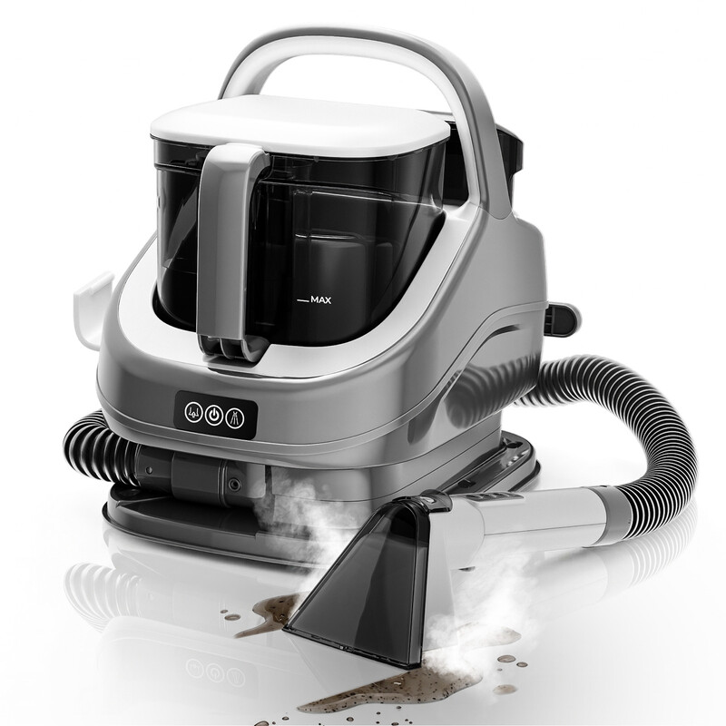 [Nieuwe aankomsten sale - €89,99 met gratis levering de volgende dag] ROUNY draagbare tapijtreiniger, meubelreinigingsmachine met 3 modi koud water warm water stoom, 13 kPa zuigkracht, dubbele watertanks, 1300 W voor diepe reiniging van bank en auto, U2 H