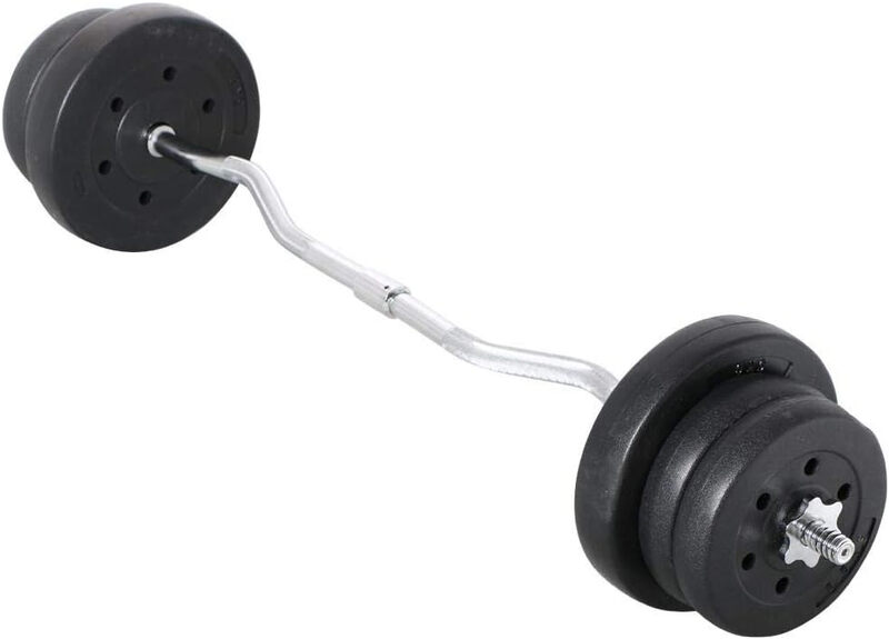 Yaheetech Hantel-Gewichts-Set, abnehmbarer Curl-Bar mit Scheiben und Sternverschlüssen, anpassbares Gewichtheben-Set für das Heimtrainingsstudio für Krafttraining, schwarz, 25 KG / 55 lb