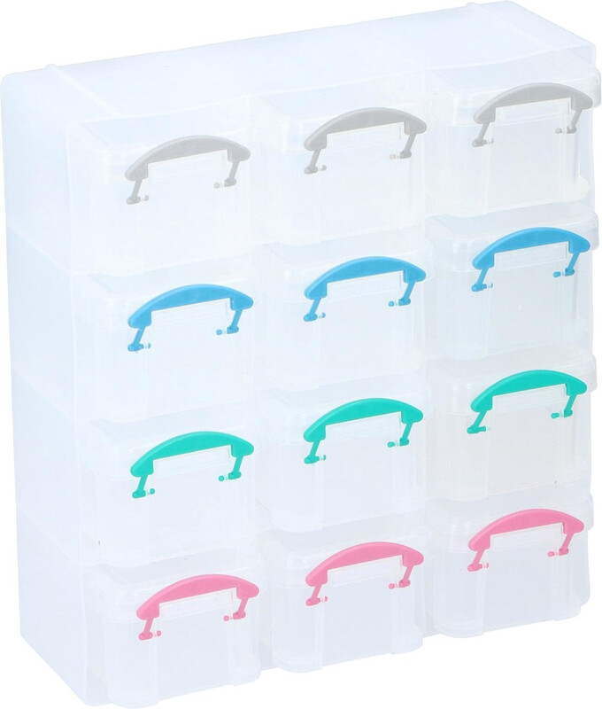 Niet-gemerkte plastic opbergdoosset - 12 stuks, transparant, 20,8 x 22,2 x 8,5 cm