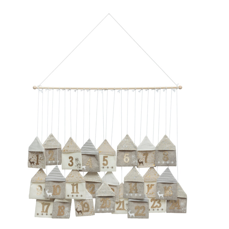 Feeric Hangende Adventskalender - 90 cm, beige