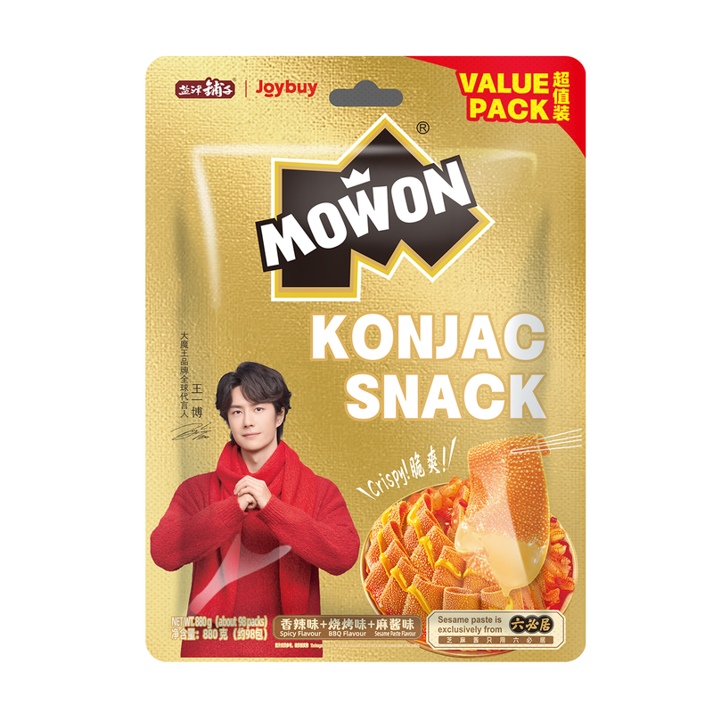 Yan Jin Pu Zi MOWON Konjac Voordeelverpakking, Diverse Smaken, 880 g, Snack (Ongeveer 98 Kleine Pakjes)