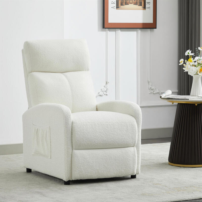 Push Back Recliner Chair, with Lumbar Support, Padded Backrest, Side Pocket and Adjus
