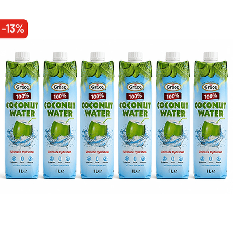 Grace 100 % d'eau de coco – 6 x 1 L