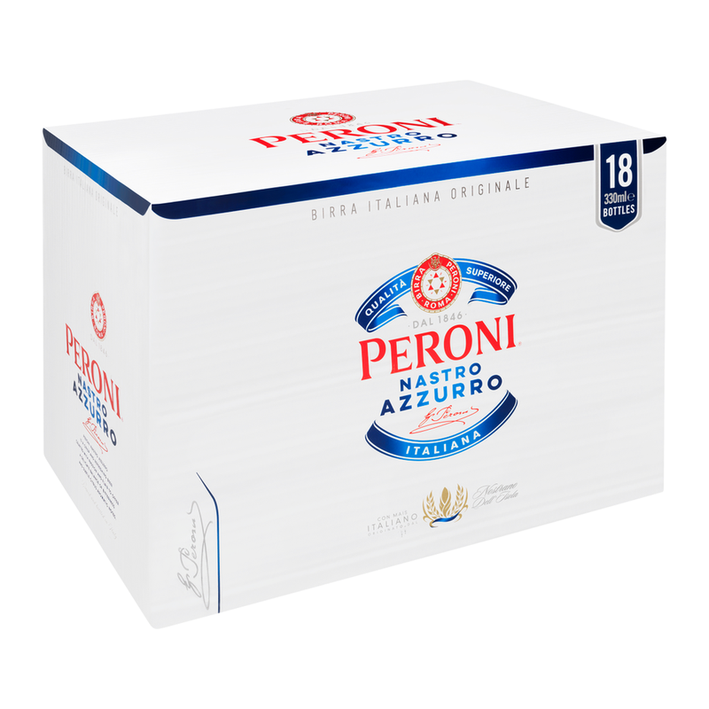 Peroni Nastro Azzurro Beer Lager Bottles 18X330ml