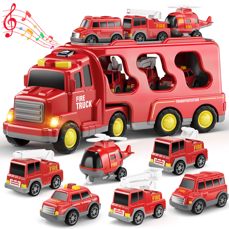 Fire Trucks Boy Toys for Toddlers 3-5 Year Old - Firetruck Toys for Kids 3 4 5 6 7, T
