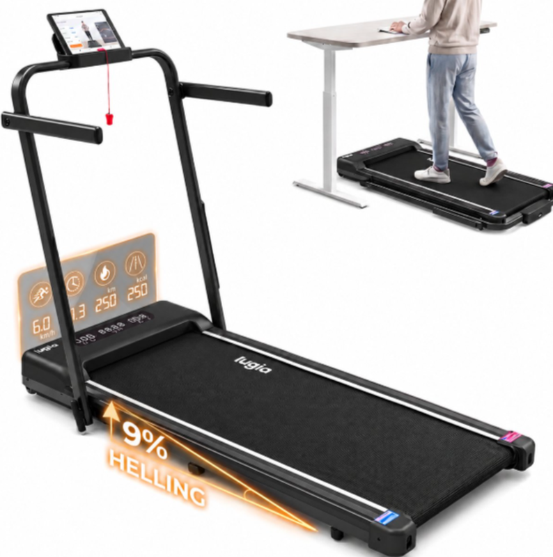 Lugia Fit Pro Loopband 1-12 km/h - Loopband met 9° helling - Opvouwbaar - LED-display - Afstandsbediening - 5-laagse schokabsorptie - Voor thuis & kantoor