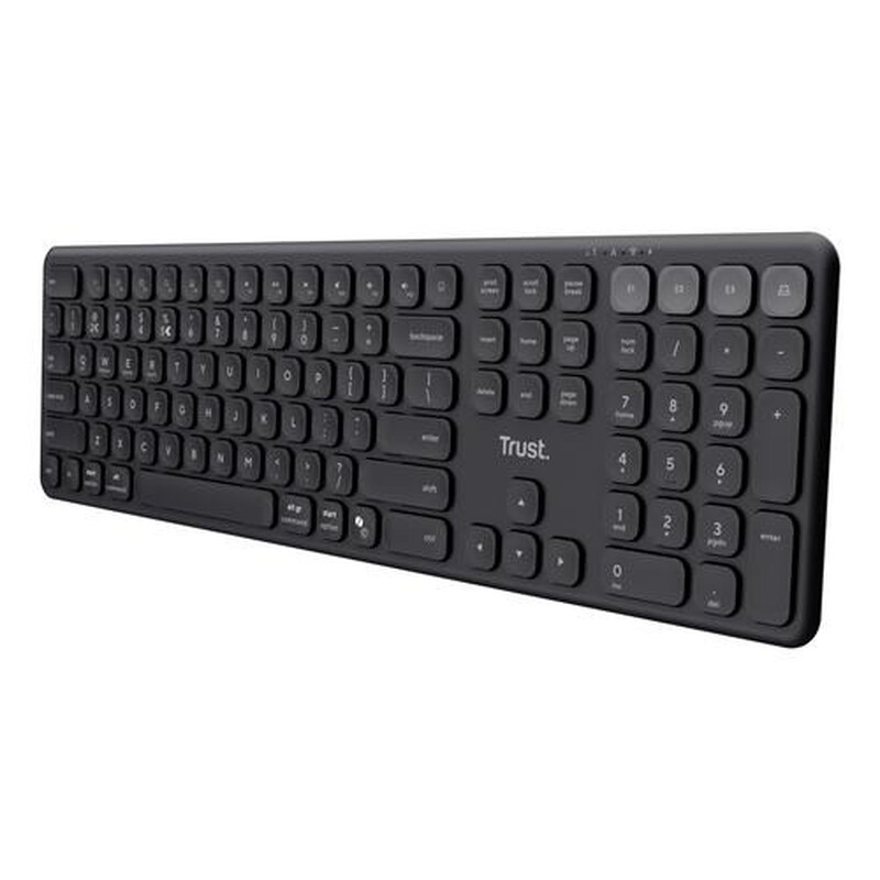 Trust Vaiya - Draadloos Toetsenbord - Multidevice - Full-size Toetsenblok - Schaarvormige Toetsen - QWERTY US - Zwart