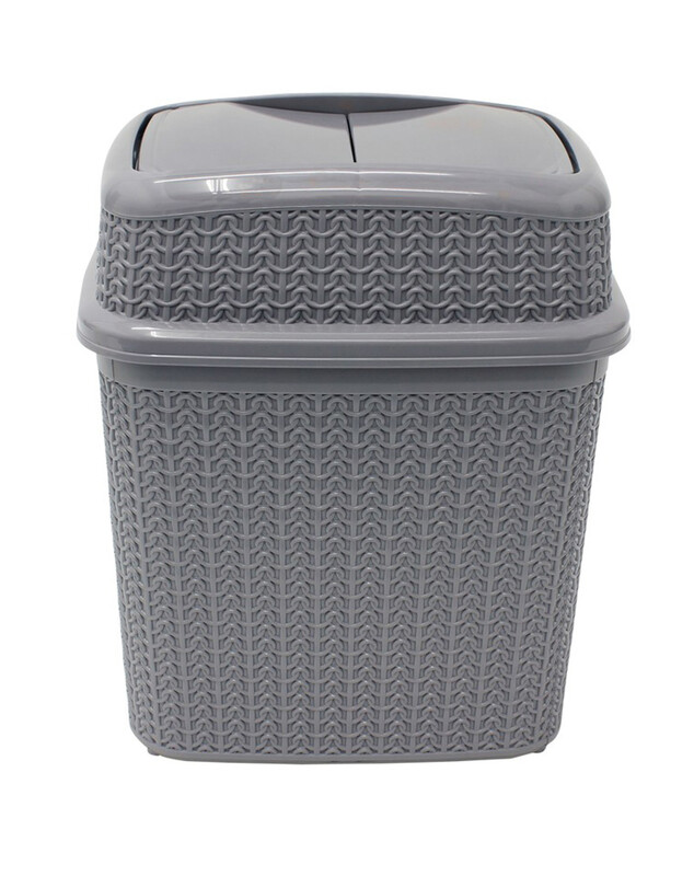 Jvl Grey Knit Design Loop Plastic Push Top Bin –