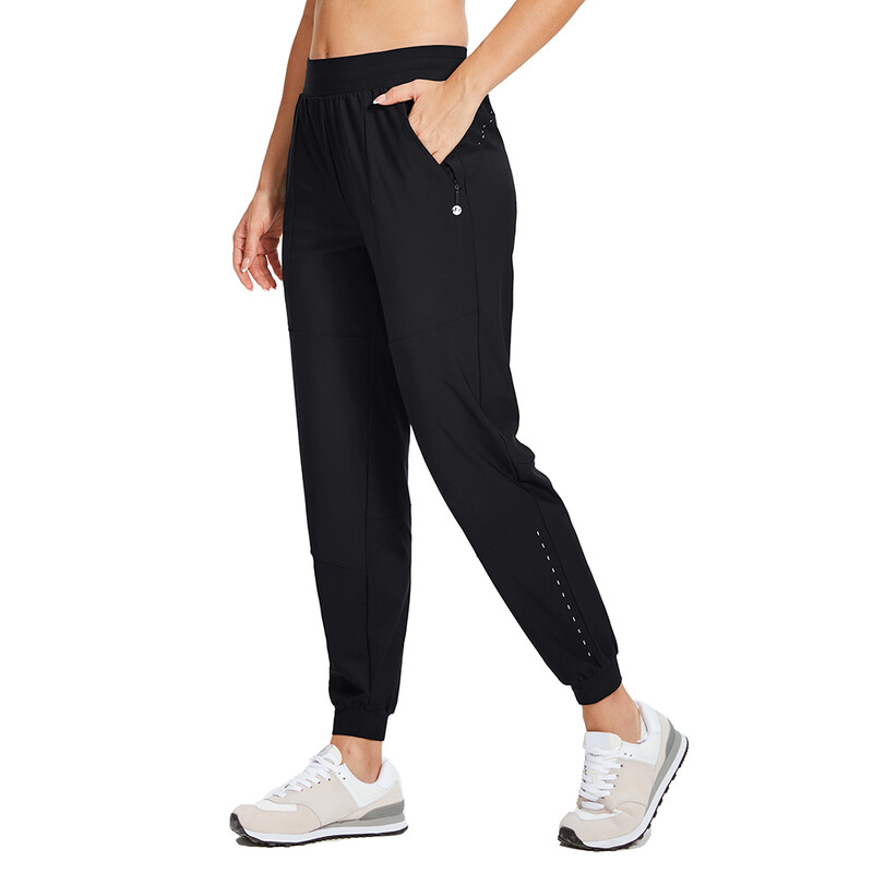 Women's Athletic Joggers Pants Running Workout Quick Dry Pants Lightweight with Zippe