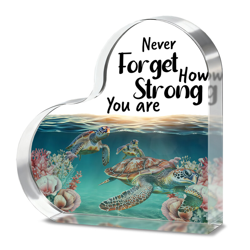 1pc Heart Acrylic Plaque, "Never Forget How Strong You Are" Inspirational Gift with S