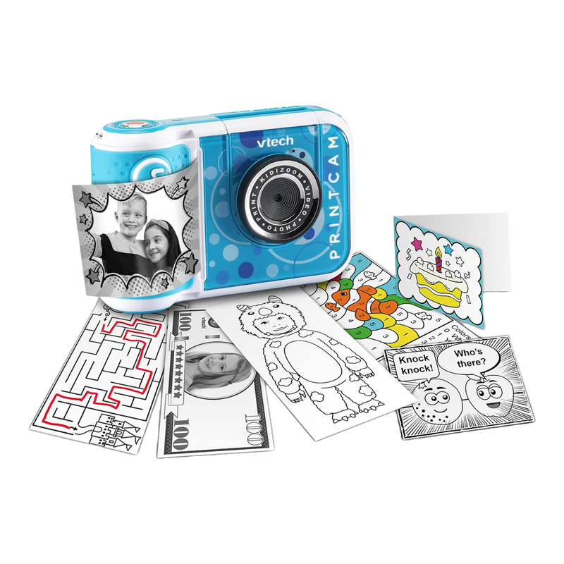 VTech KidiZoom Print Cam, blau – Sofortbildkamera mit Druck-, Selfie- & Videofunktion, Effekten & Spielen (4-12 Jahre)