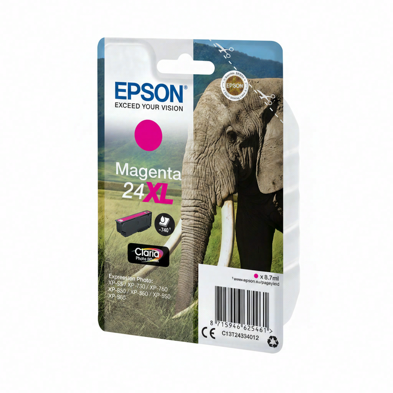 Epson Elephant singlepack magenta 24XL Claria Photo HD inkt
