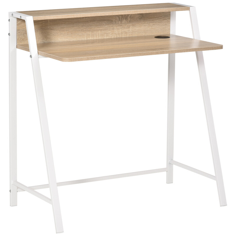 Homcom Desk Writing Oak Effect/White