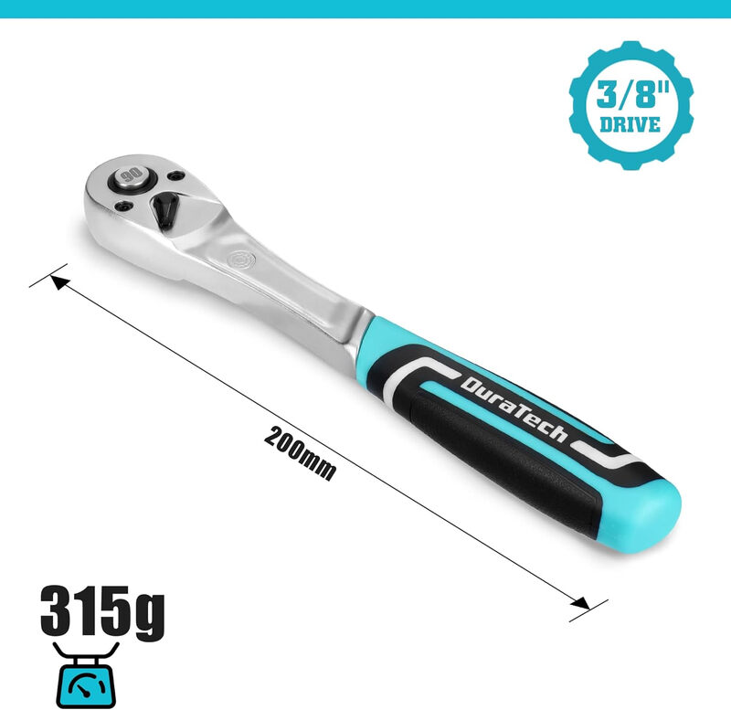 Ratchet Handle, 1/4” Square Drive, Reversible Ratchet 90-Teeth, Made of Chrome Vanadi