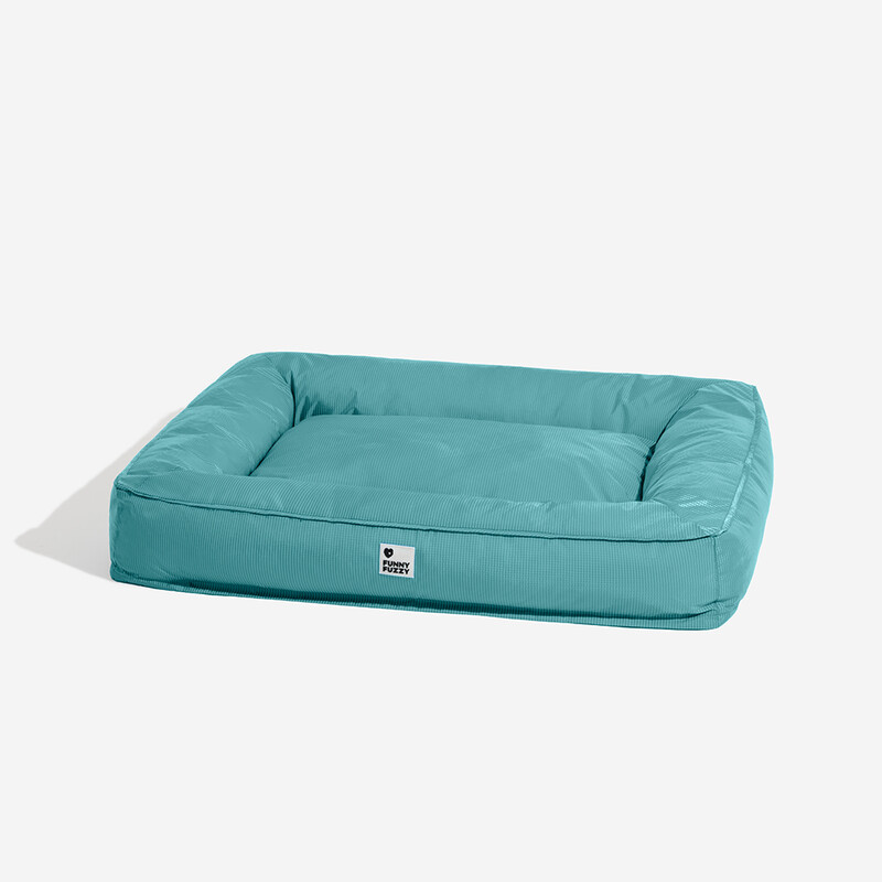 FUNNYFUZZY waterbestendig hondenbed voor grote honden met omringende steun, maat M, donkergroen