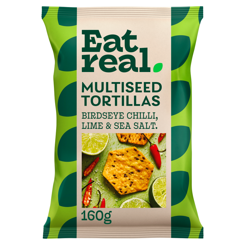Eat Real Multiseed Tortillas with Birdseye Chilli, Zesty Lime & Sea Salt 160g