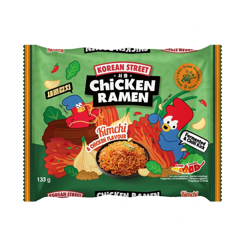 Korean Street Chicken Ramen Kimchi & Chicken Flavour Bag 133g