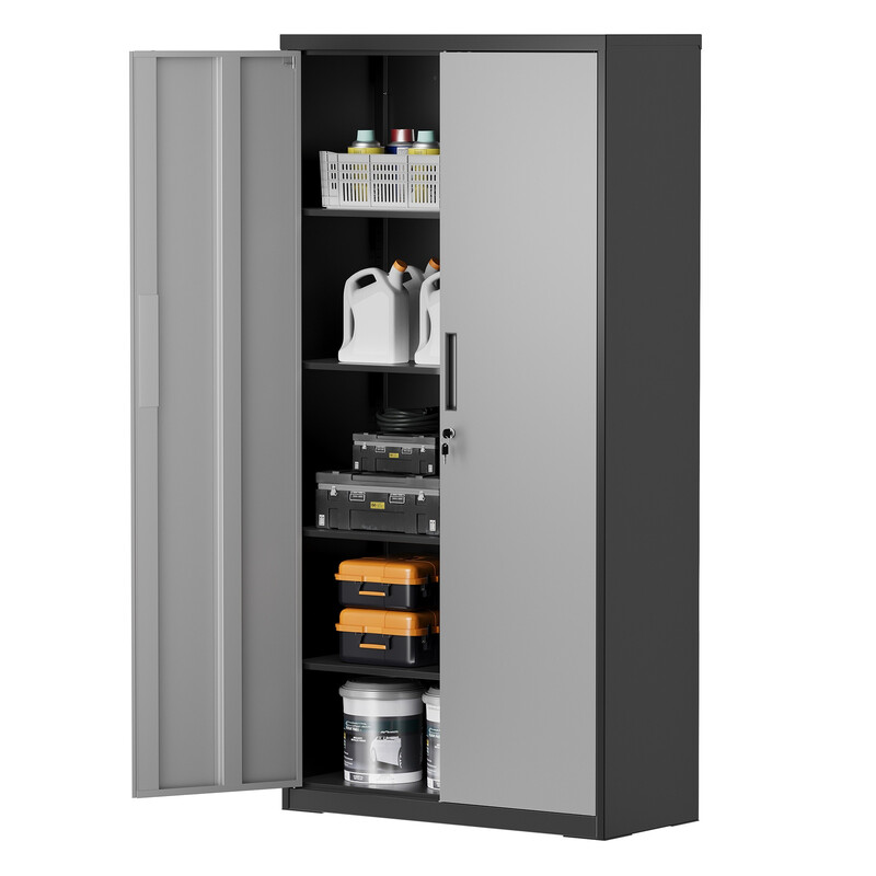 5-Tier Filing Cabinet, Multi-Purpose Cabinet, Steel Storage Cabinet, Double Doors, Si