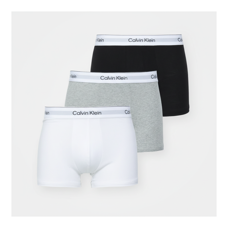 Calvin Klein 3er-Pack Trunks - Icon Cotton Stretch - Schwarz/Weiß/Grau Meliert 4XL