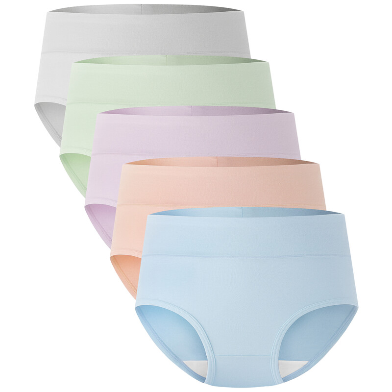 Women's Underwear High Waisted Briefs Full Coverage Soft and Breathable Panties M (5P