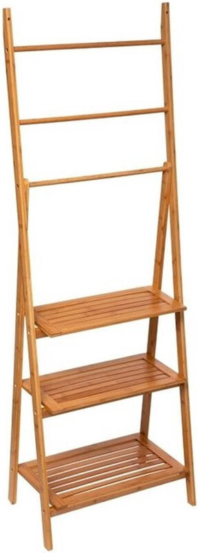 5five Bamboe Handdoekrek met Plank - 3-laags, 53 x 30,5 x 153 cm