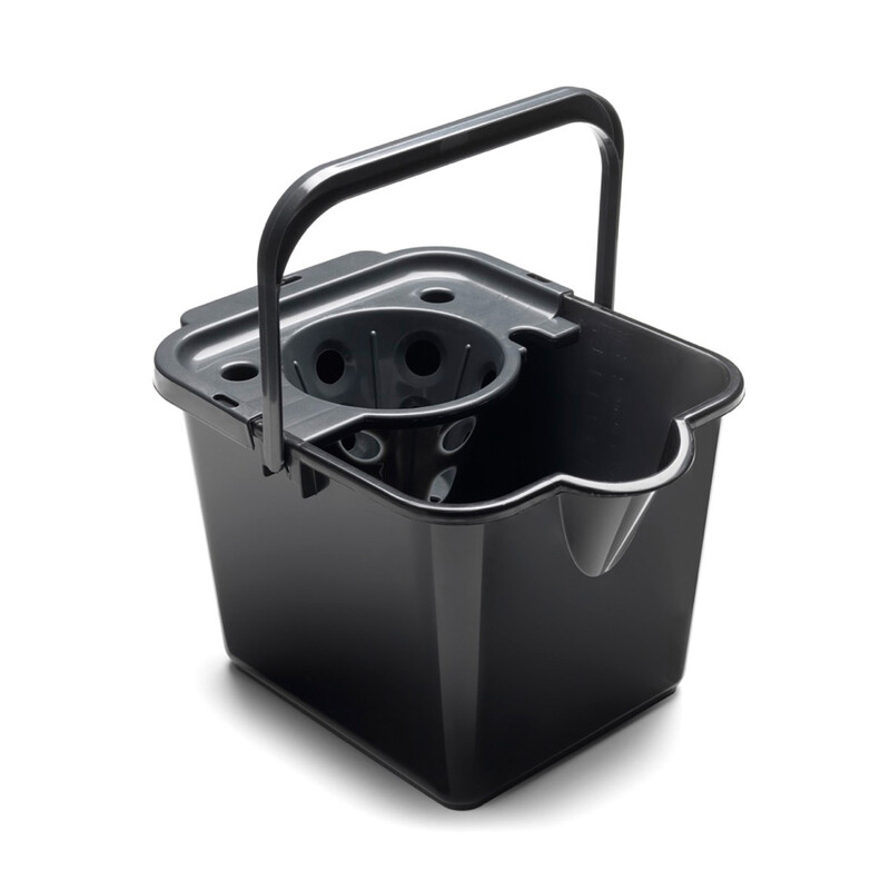 Addis Mop Bucket with Wringer Set for Floor Cleaning, Durable Plastic Pail and Wringing Bucket in Black for Easy Use