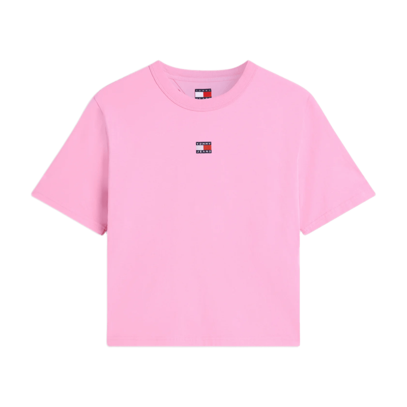 Tommy Hilfiger Tommy Badge Boxy Crew Neck T-Shirt - Pink Daisy