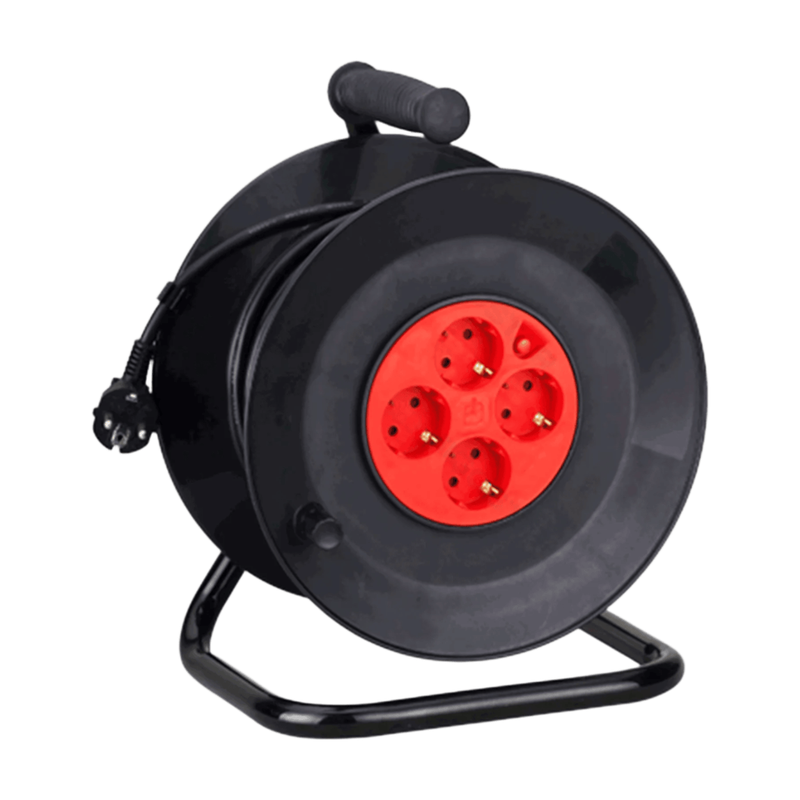 Aigostar Verlengkabel Haspel - 4 Duitse Stopcontacten - 50 m Kabellengte - Overbelasting Beveiliging - Stroomindicator