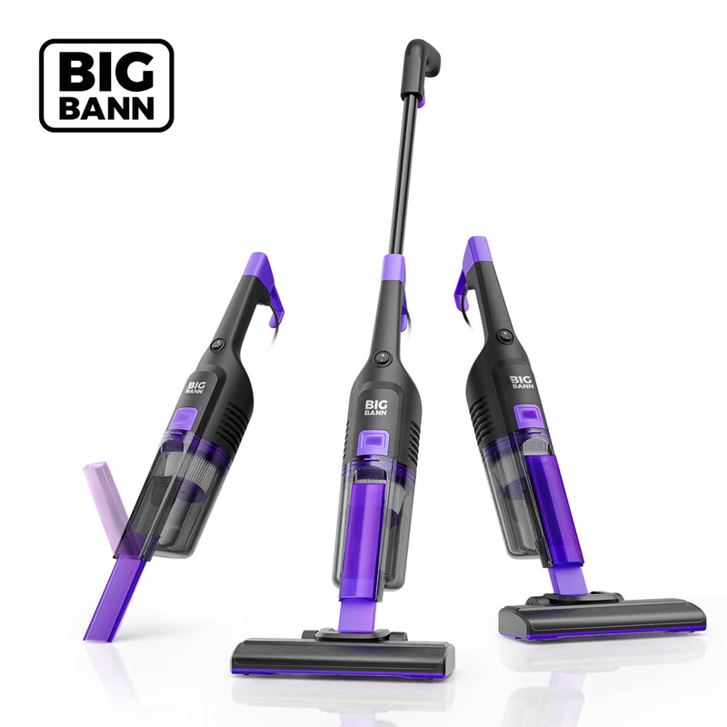 [Nieuwe aankomsten verkoop - €29,99 met gratis levering de volgende dag] BIGBANN 3-in-1 steelstofzuiger, lichtgewicht bedrade handstofzuiger met 18 kPa zuigkracht, rechtop bewaren, 5 m snoer voor harde vloeren, dierenhaar en kleine ruimtes, zwart, Flit F