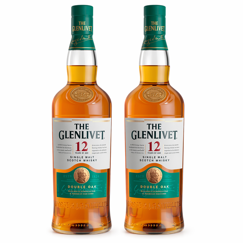 Pack of 2 - The Glenlivet 12 Year Old Single Malt Scotch Whisky 70cl