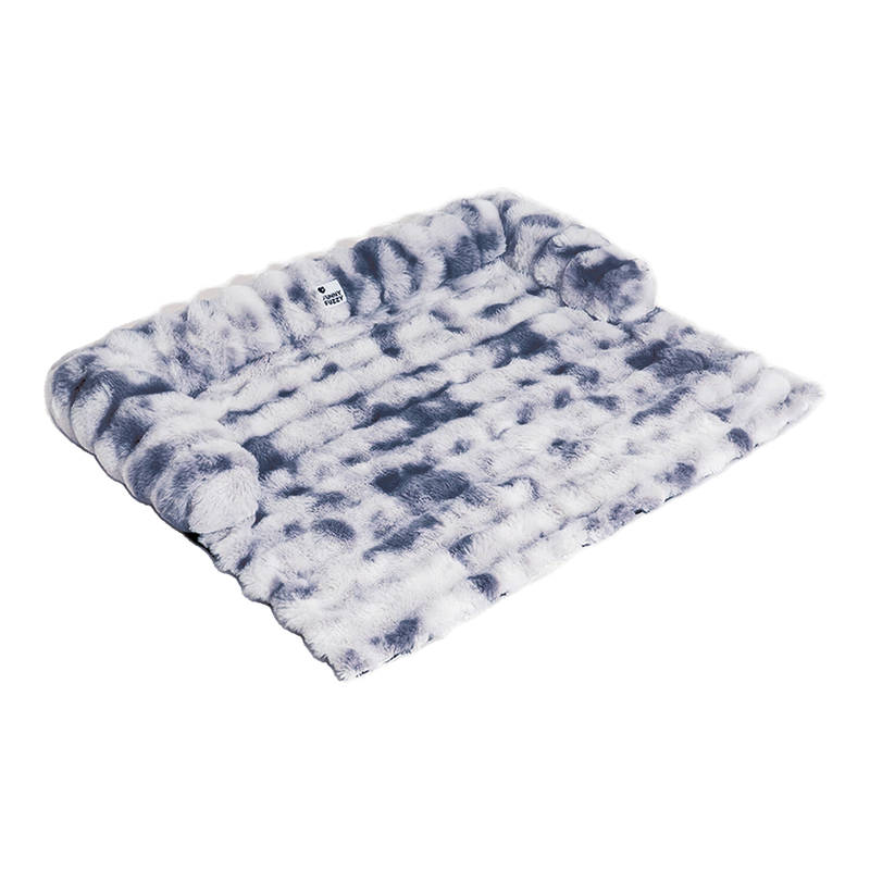 FUNNYFUZZY warm en comfortabel ondersteunend katten- en hondenbed, pluche imitatiebont, bankbeschermingsmat, afneembaar en machinewasbaar, ondersteunt de nek en wervelkolom, maat S, blauw