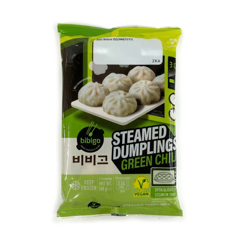 bibigo Steamed Dumplings Green Chilli (Tray) 168g