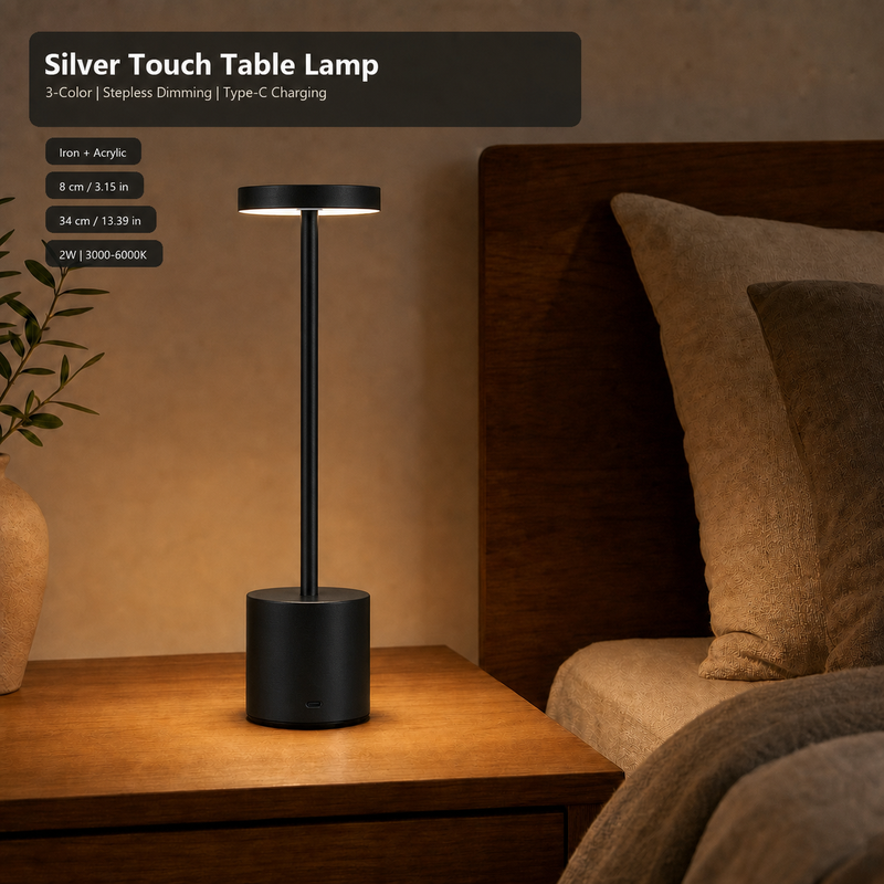 Arlgsite Rechargeable LED Table Lamp – Wireless, Touch Dimmable, 1800mAh Battery, 3 Colour Temperatures, Iron & Acrylic, for Bedside, Desk, Dining & Outdoor – Black