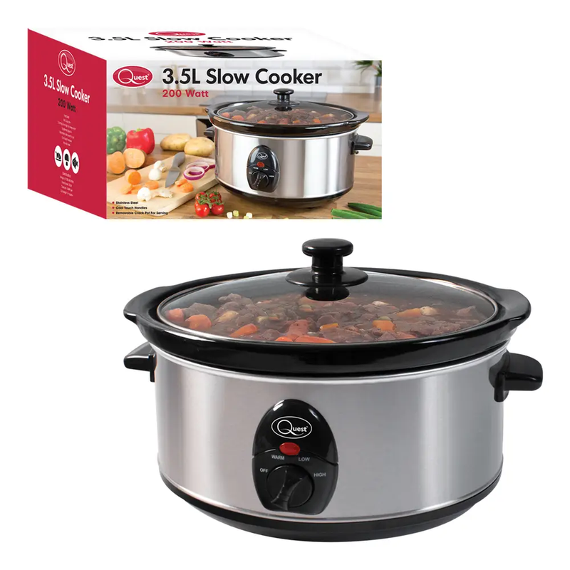 Stainless Steel 3.5 Ltr Slow Cooker settings, warm, ceramic, pot, heat, stainless – 3