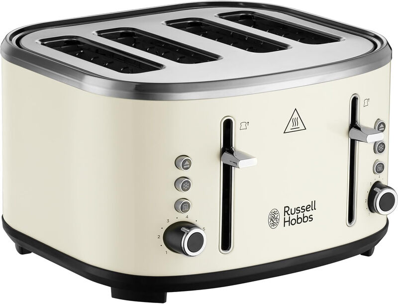 Stylevia 4 Slice Toaster, Extra-Wide Slots, 1670 W, Cream - 26291