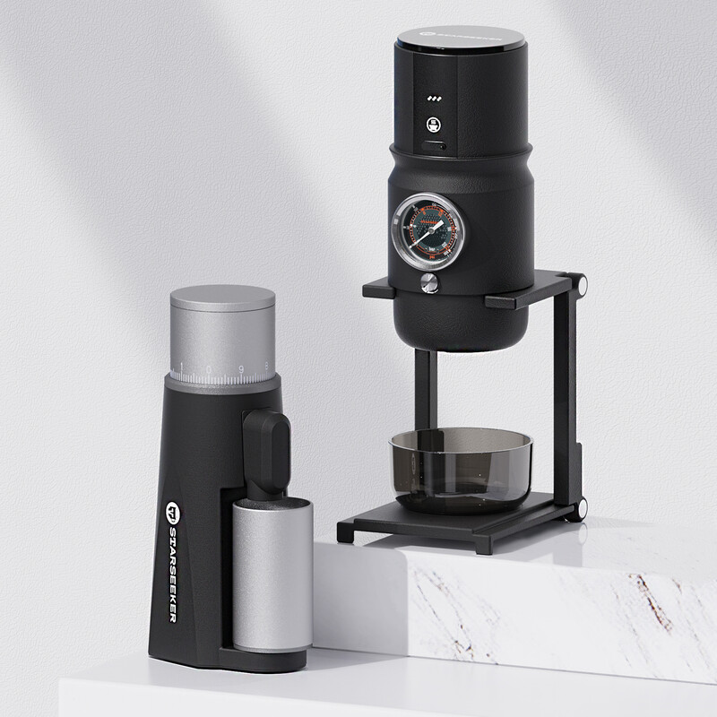 Starseeker set: EDGEmini draagbare draadloze elektrische koffiemolen + Super58 draagbare espressomachine (voor thuis/kantoor/kamperen)
