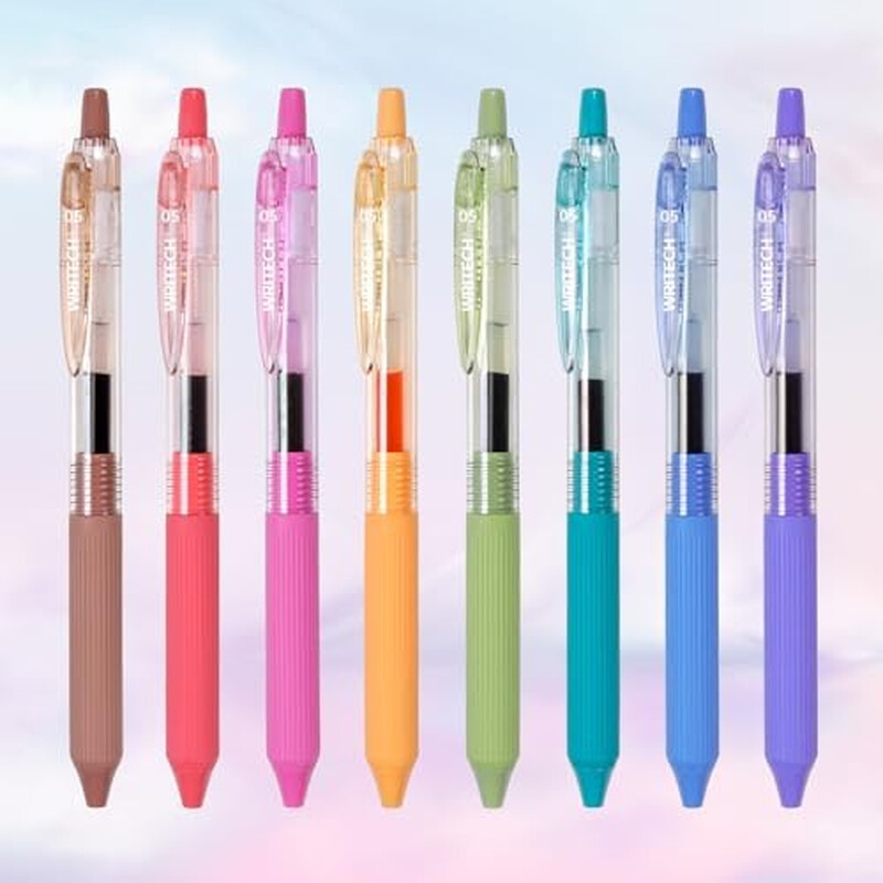 Gel Pens Fine Point: 0.5mm Multicolor Ink Retractable 8ct Smooth Writing No Smear for