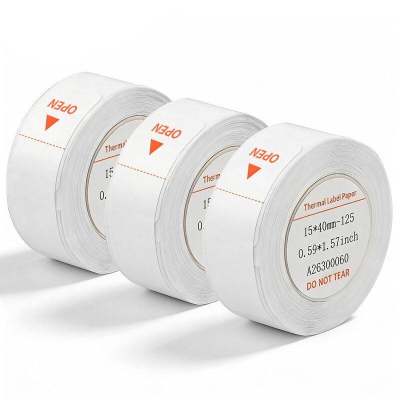 Larkie 15 x 40 mm thermisch etikettenpapier, verpakking met 3 rollen – compatibel met D110 etikettenprinters, wit, essentieel voor organisatie op kantoor en thuis, nieuwjaarsuitverkoop, beste cadeaukeuzes
