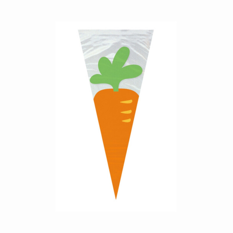 Unique Easter Carrot Cone Cellophane Bags, 20 pack