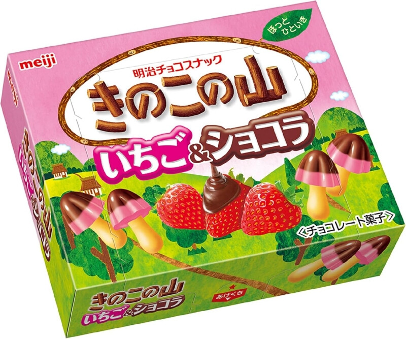 Kinoko No Yama (Chocorooms) Chocolate & Strawberry Cookies 64g