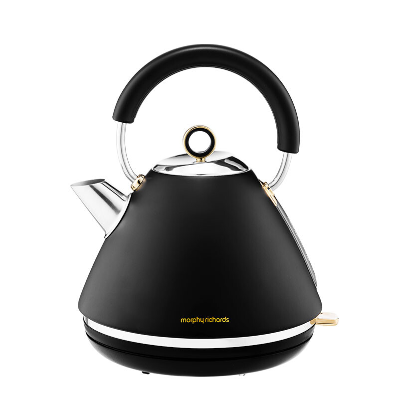 Morphy Richards Accents piramide-waterkoker, Soft Gold-collectie, 1,5 liter, 3 kW snelkookfunctie, uitneembaar filter, draadloze 360°-basis, Easy View-watervenster, matzwart