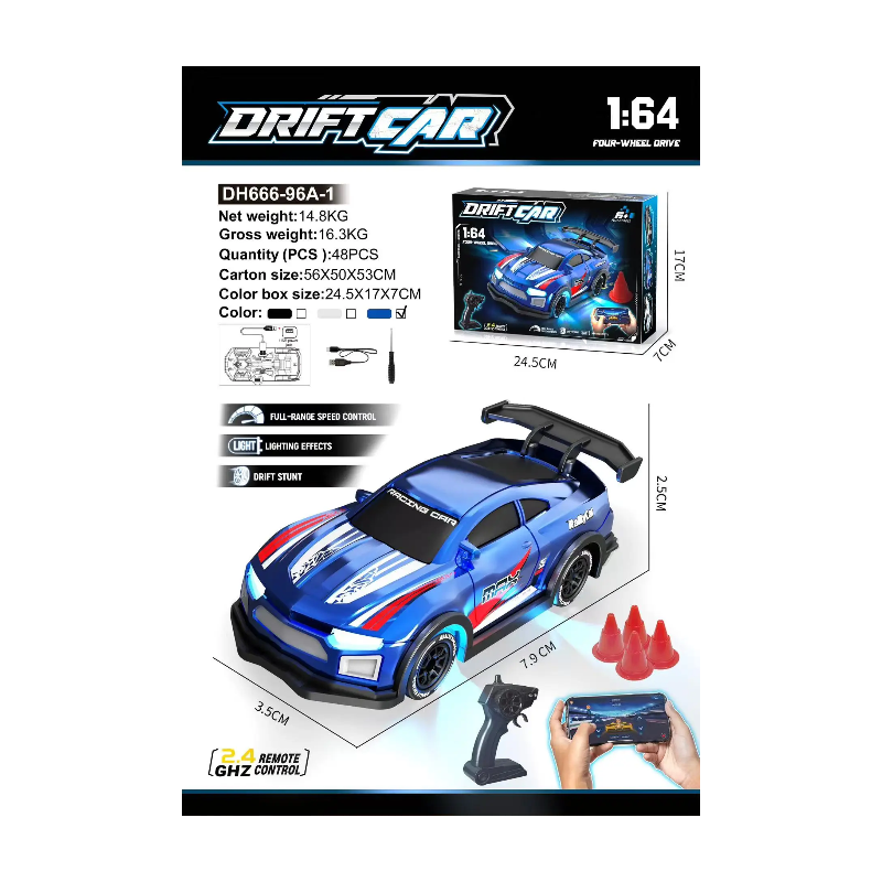 1:64 volledig op schaal 4WD drift RC-auto