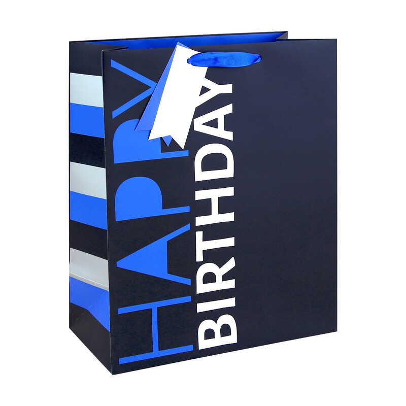 Navy Happy Birthday Bag Large
