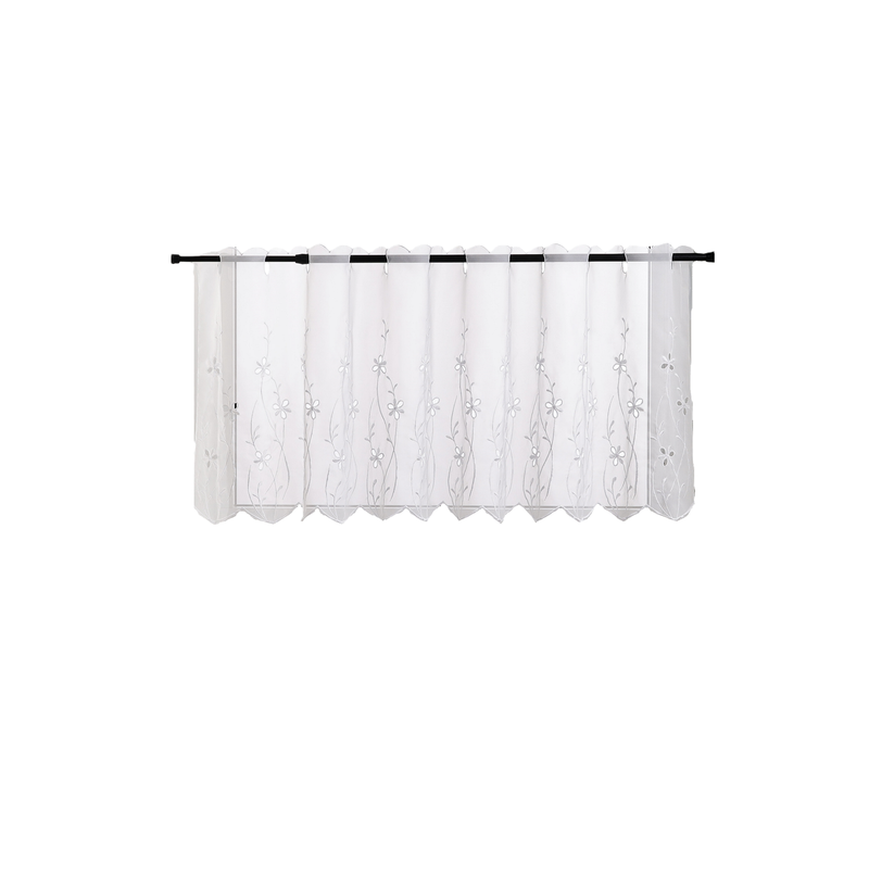 Joyswahl Blumenranken-bestickter Halbvorhang, Einzelteil, Weiß, H×B 45×90cm