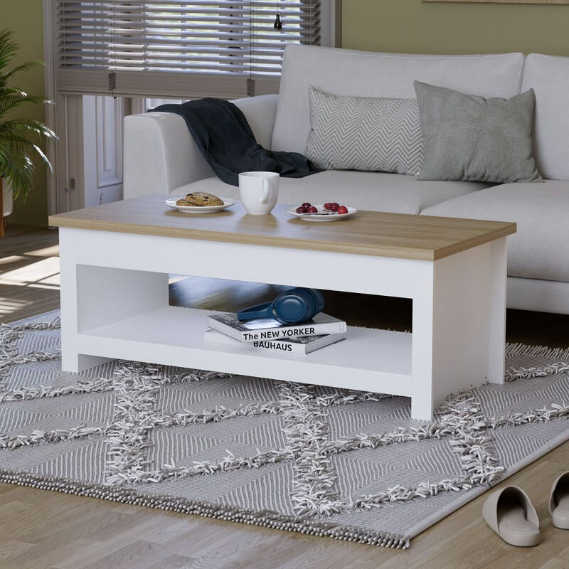 Coffee Table Arlington Rectangle White/Oak Effect